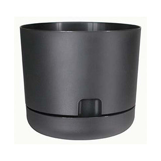 DCN Plastic Oasis Self-Watering Planter w/ Saucer, (8"), Black