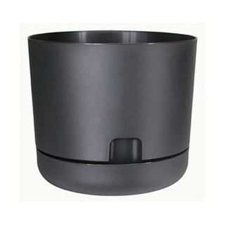 DCN Plastic Oasis Self-Watering Planter w/ Saucer, (10"), Black