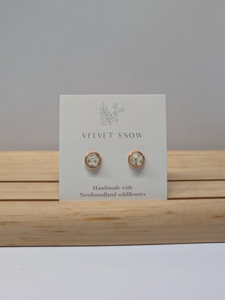 Stud Earrings | Queen Anne’s Lace | Small, Round | Rose Toned Stainless Steel