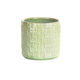 LARGE GREEN EMBOSSED POT