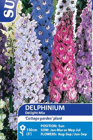 Suttons Seeds - Delphinium Delight Mix