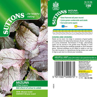 Suttons Seeds - Mizuna F1 Red Empire