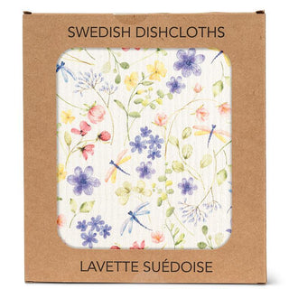 Dragonfly & Floral Dishcloth 6.75x7.5"L