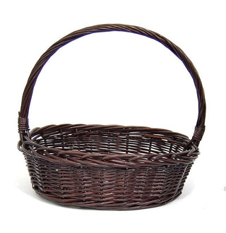 MED OVAL DARK WILLOW BASKET OVERHANDLE MED