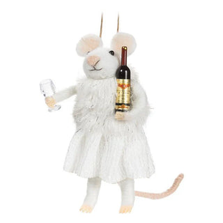 Abbott - Winter Mouse with Wine & Glass Oranament