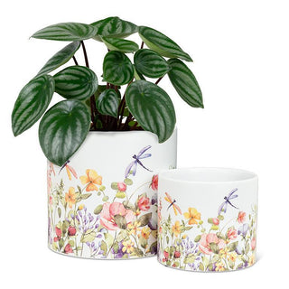 Large Dragonfly & Floral Planter 6.5"D
