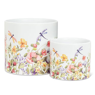 Large Dragonfly & Floral Planter 6.5"D