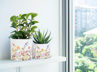 Large Dragonfly & Floral Planter 6.5"D