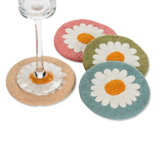 Felted Daisy Coasters (Set of 4)
