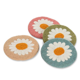 Felted Daisy Coasters (Set of 4)