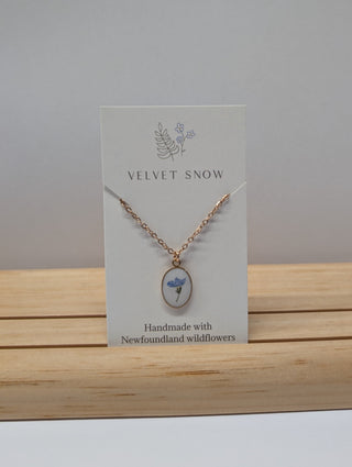 Necklace | Forget Me Not | Small, Oval | Rose Toned Stainless Steel