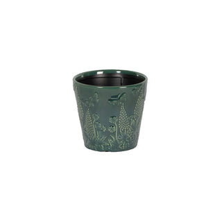 DARK BLUE EMBOSSED CERAMIC POT SMALL