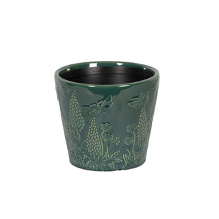 DARK BLUE EMBOSSED CERAMIC POT LARGE
