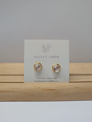 Stud Earrings | Heather | Medium, Round | Gold Toned Stainless Steel