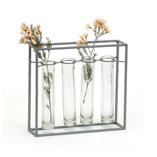 METAL FRAME 4 GLASS TUBE VASE