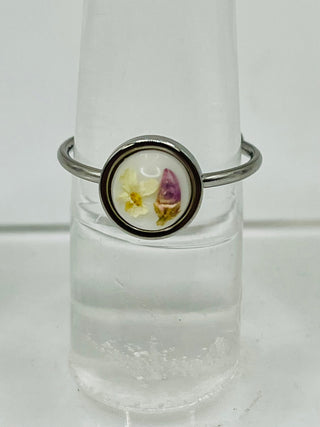 Adjustable Ring | Mixed Wildflowers (Purple) | Round | Stainless Steel