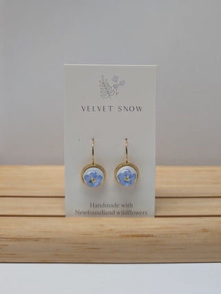 Lever Back Earrings | Forget Me Not | Large, Round | Gold Toned Stainless Steel ($40)