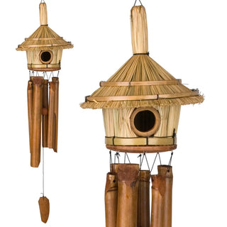 Thatched Roof Birdhouse Bamboo Chime