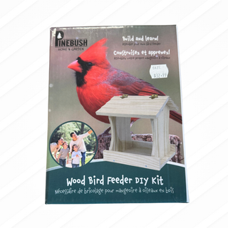 Package of Pinebush Wood Bird Feeder DIY Kit with a red cardinal on the cover