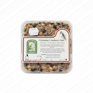 Packaged bird seed mix with a label on a white background