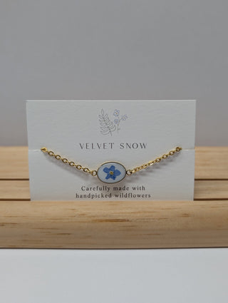 Bracelet | Forget Me Not | Oval | Gold Toned Stainless Steel