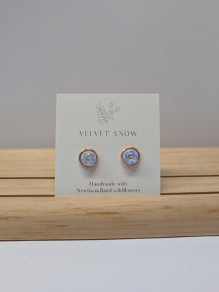 Stud Earrings | Forget Me Not | Medium, Round | Rose Toned Stainless Steel