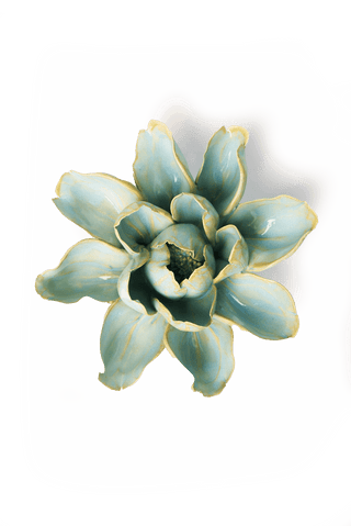 Robin's Egg Blue Aurora Water Lily Ceramic Wall Flower