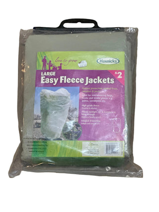 A pack of two large easy fece jackets by Haxnicks, featuring a packaging with product information and images.