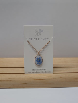 Necklace | Forget Me Not | Medium, Oval | Rose Toned Stainless Steel