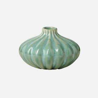 Allium Gourd 3h” Reactive Green Glaze Ceramic Vase