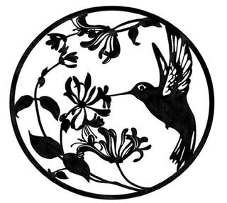 Frame Circle Humming Bird Metal Black Mat 24"