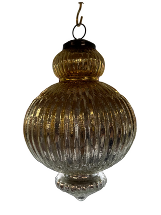 Decorative glass hanging ornament on a white background