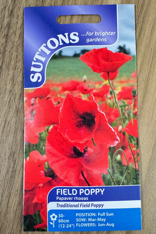 Suttons Seeds - Field Poppy Papaver Rhoeas