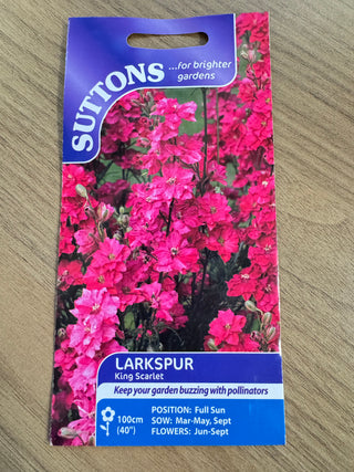 Suttons Seeds - Larkspur King Scarlet