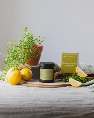 Forest & Brooks wooden wick candle - Lemon & Thyme