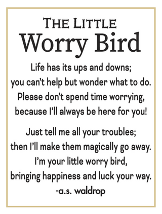 Text of a poem titled 'The Little Worry Bird' by A.S. Waldrop on a white background.