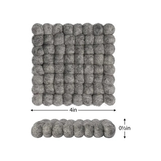 Torre & Tagus Felt Ball 8" Square Trivet Light Grey