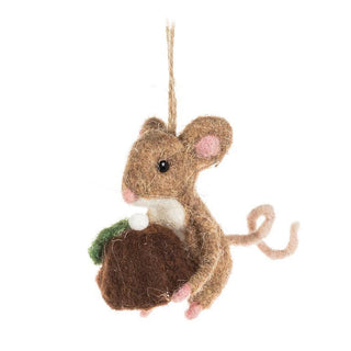 Abbott - Mouse with Christmas Pudding Ornament