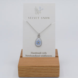 Necklace | Forget Me Not | Small, Teardrop | Stainless Steel