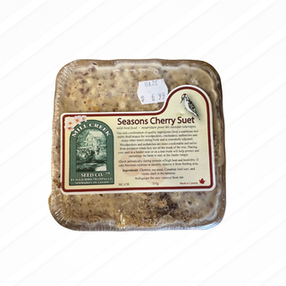 Packaged Seasons Cherry Suet with a label on a white background