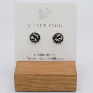 Stud Earrings | Chevril on Black | Medium, Round | Stainless Steel