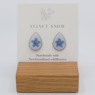 Stud Earrings | Forget Me Not | Large, Teardrop | Stainless Steel