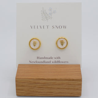 Stud Earrings | Goldenrod | Medium, Round | Gold Toned Stainless Steel