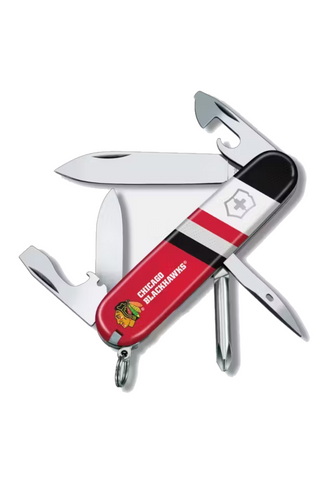 Multitool with Chicago Blackhawks logo on a white background