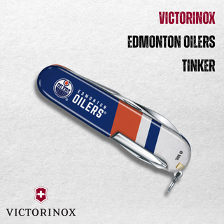 Victorinox Edmonton Oilers Tinker knife on a light gray background