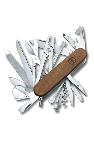 Multitool with various tools on a white background