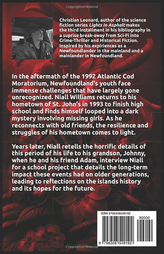 Book back cover with text and a barcode on a dark background