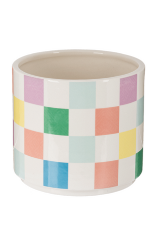 Round Colorful Check Planter