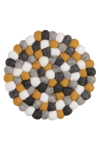 Torre & Tagus Felt Ball 8" Trivet (Yellow/Grey/White)