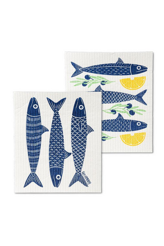 Abbott - Fish & Lemons Dish Cloth. Set of 2